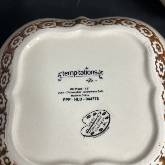 Temptations by Tara Old World Fall Leaf 7.5” Soup Salad Bowls (4) Thanksgiving - Picture 6 of 9
